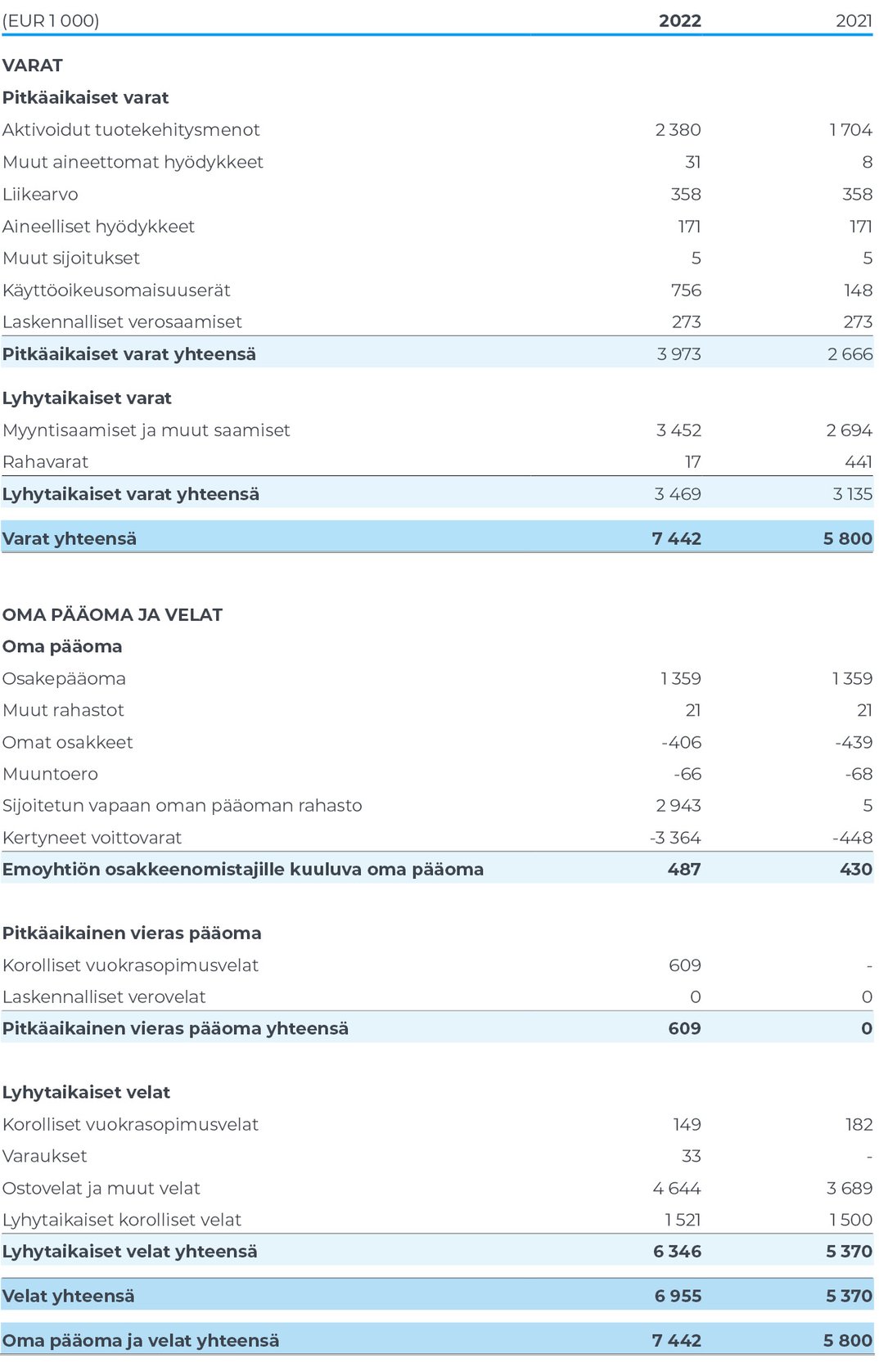 Konsernin tase (IFRS)