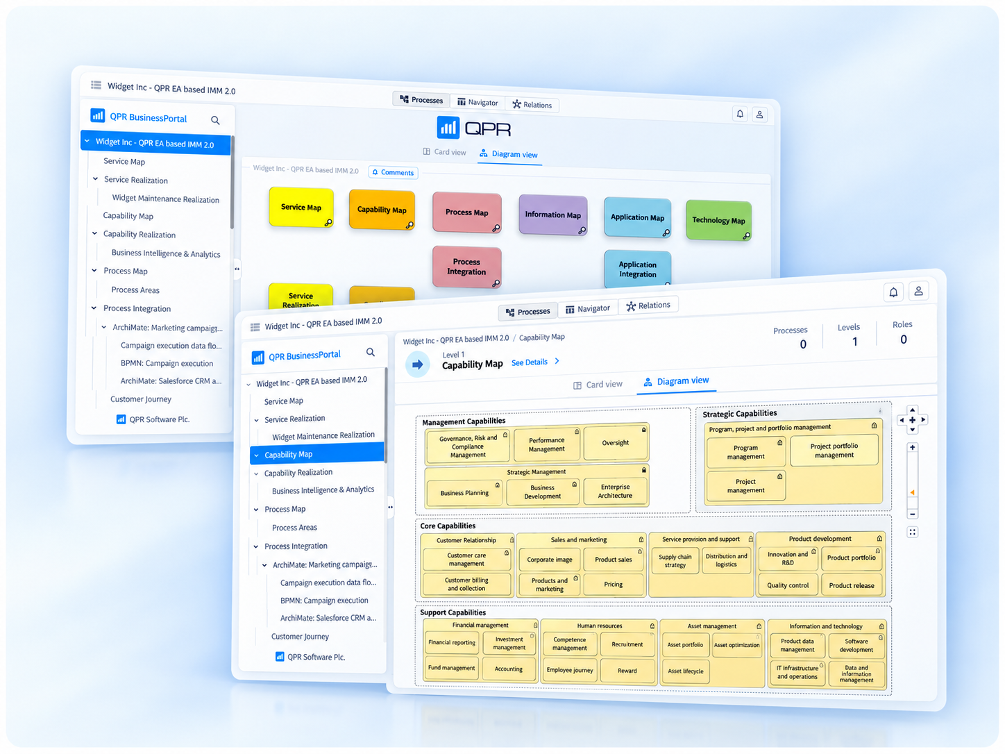 QPR Capability Map Interface Showcase