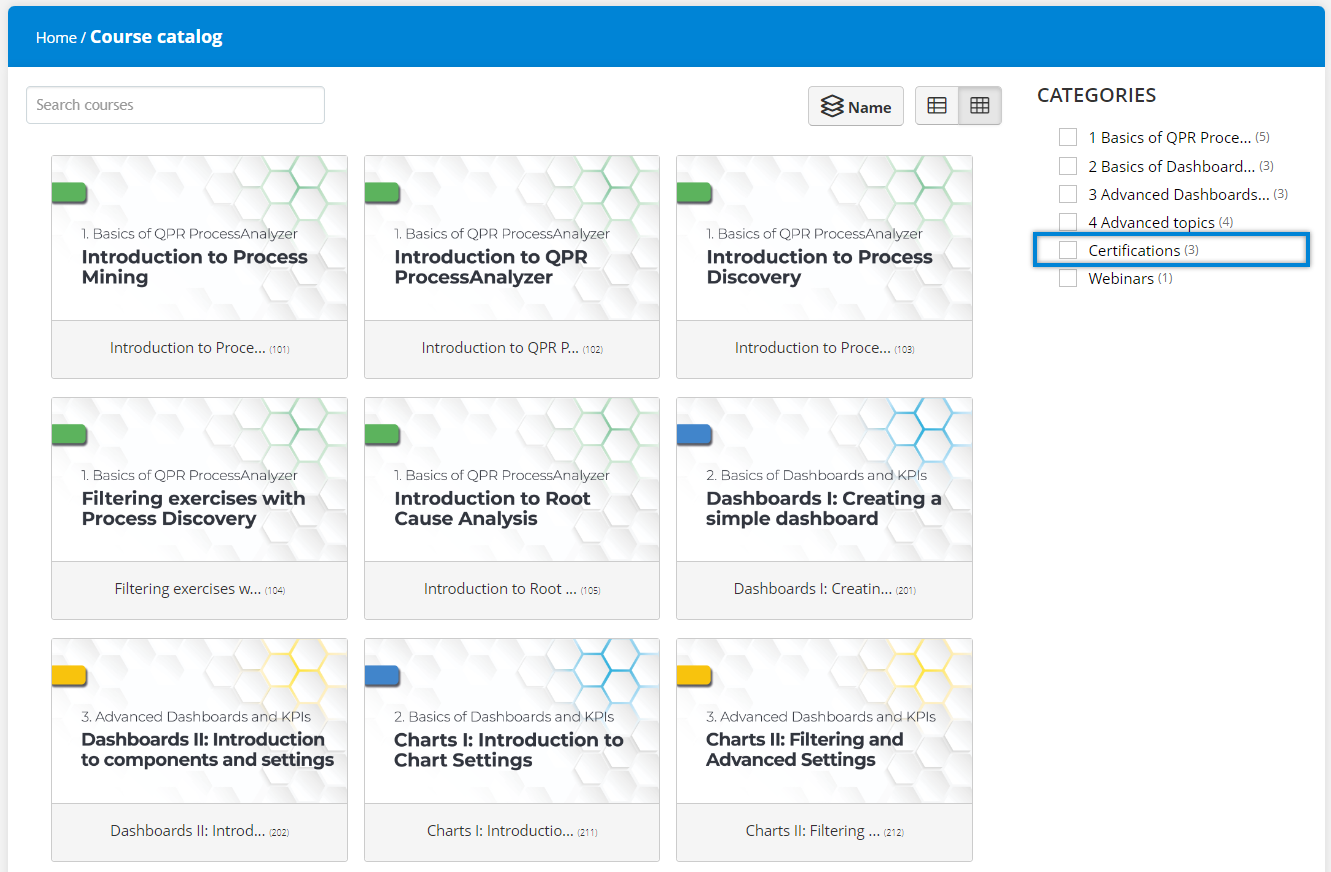 process mining certification courses screenshot