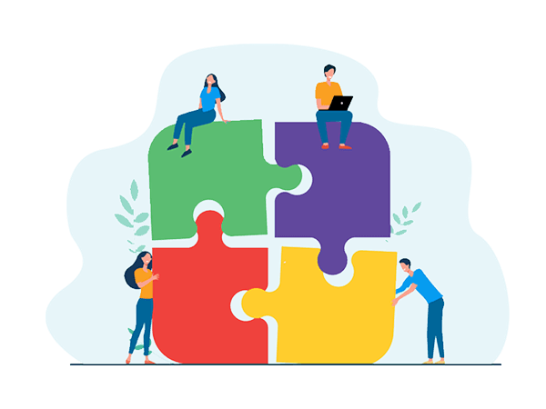 strategy management solution puzzle illustration