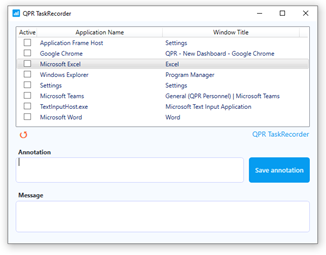 Screenshot of task mining product QPR taskrecorder