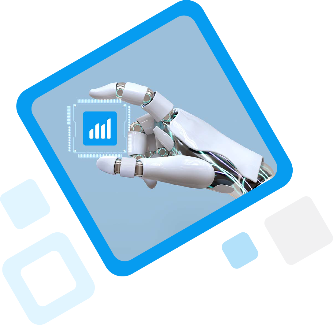 Illustration of robotic hand holding the QPR logo Illustration of robotic hand holding the QPR logo